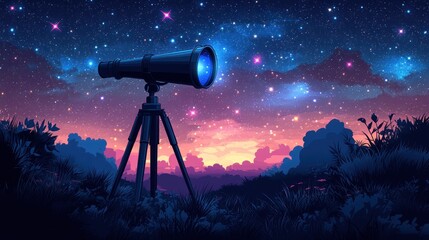 Wall Mural - Night sky view through a large telescope.