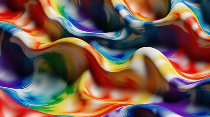 Poster - Abstract multicolored waves create a dynamic and vibrant visual with fluid, glossy textures flowing