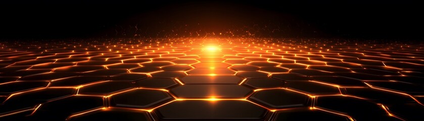 Poster - Abstract geometric pattern of glowing hexagons.