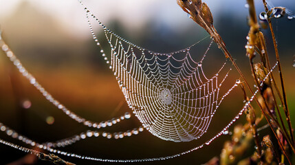 Spiderweb Dew Droplets Macro Texture