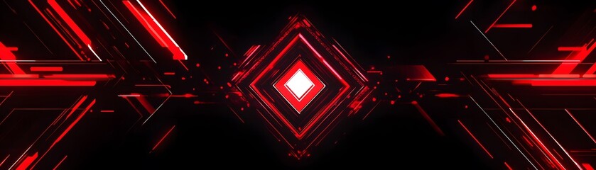 Poster - Abstract geometric design with vibrant red lines.