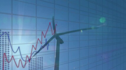 Poster - Wind turbine data being visualized in transparent grid scene, showing red and blue line charts