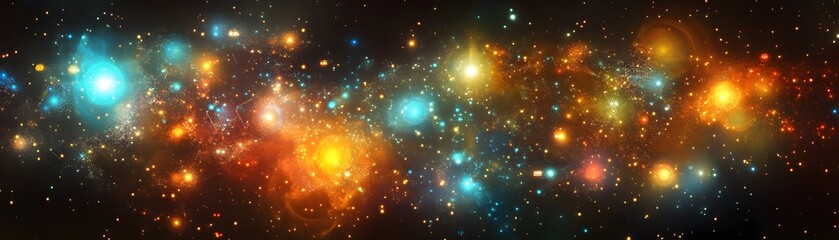 Poster - Colorful celestial expanse of glittering cosmic bodies.
