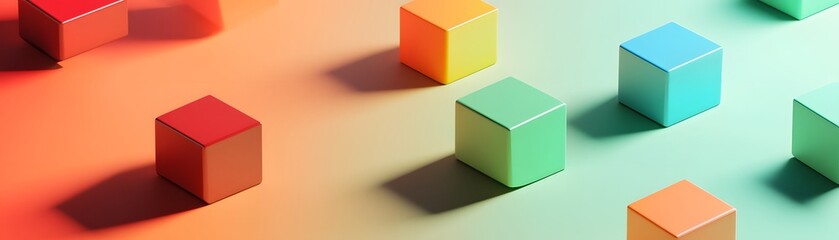 Poster - Colorful geometric shapes arranged on a gradient background.