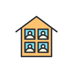 Poster - House Icon Representing Remote Work And Online Team Collaboration