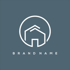 Poster - line art icon house in circle logo vector