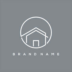 Poster - line art icon house in circle logo vector