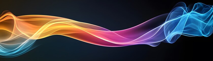 Poster - Abstract rainbow flowing design on dark background.