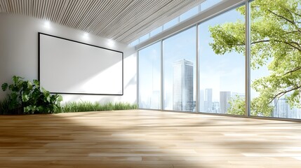 Poster - spacious conference room featuring a large screen for multimedia presentations and meetings