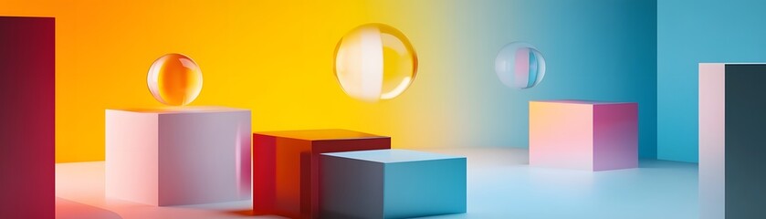 Poster - Colorful abstract composition with geometric shapes.
