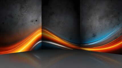 Poster - Contemporary wall design with a dynamic wave of light creating a unique visual effect