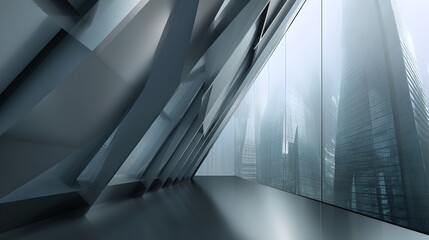Poster - Impressive city skyline dominated by tall skyscrapers against a clear blue sky background