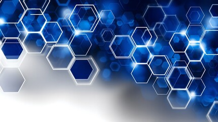 Poster - Striking blue and white hexagon pattern background ideal for stylish presentation design