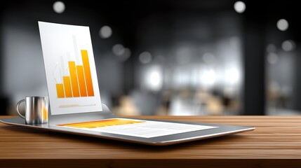 Poster - Tablet featuring business chart displaying data insights in professional setting for analysis