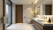 © Jakkrit - Modern bathroom with large mirror, sleek design, stylish faucets and elegant lighting , bathroom mirror, minimalist bathroom