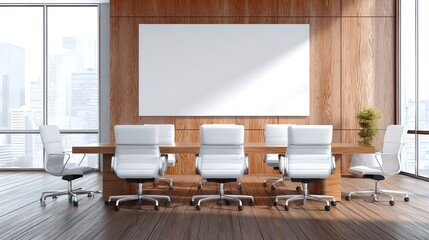 Poster - Conference room featuring white board for professional meetings and collaborative discussions