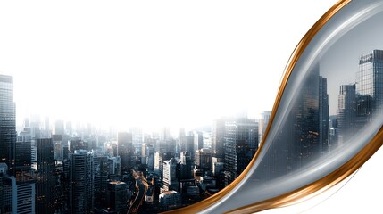 Poster - Minimalist cityscape featuring white background creating a clean and modern urban look
