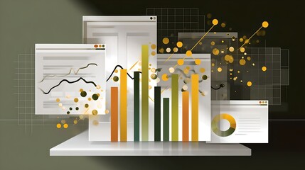 Poster - Informative bar chart featuring circles and data representations for visual analysis