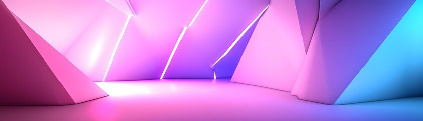 Poster - Dynamic interior design with vibrant neon lights.