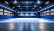 © Khozinul - Interior view of a modern martial arts training hall with blue and white mats, padded walls, and excellent lighting system suitable for judo or jiu-jitsu.