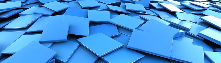 Poster - Abstract illustration of many overlapping blue squares.