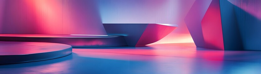 Poster - Abstract geometric shapes illuminated by vibrant light