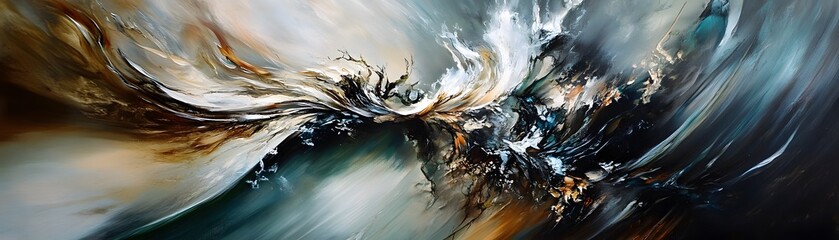 Poster - Abstract painting with dynamic color swirls.