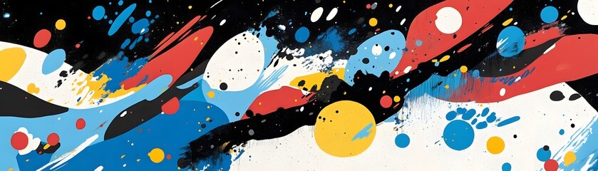 Poster - Abstract painting with vibrant colors and splashes