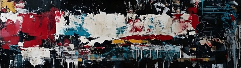Poster - A vibrant abstract painting with bold colors and textures.