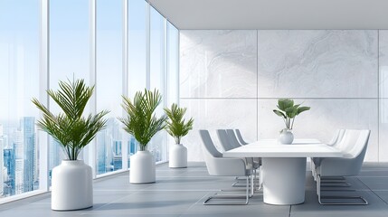 Poster - Elegant dining room with a large table and chairs creating a warm and inviting atmosphere