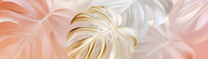 Poster - Delicate, pastel-toned plant leaves in soft focus.