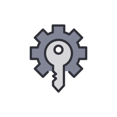 Poster - Gear And Key Icon Symbolizing Access Control With Transparent Space