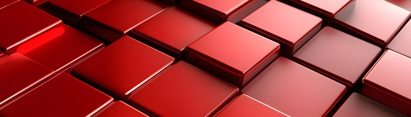 Poster - Abstract geometric pattern of overlapping red cubes.