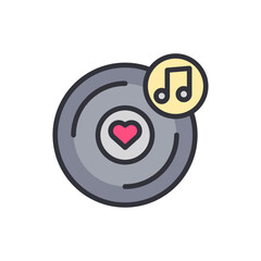 Poster - Charming Music Icon Featuring A Heart And A Note With Transparent Style