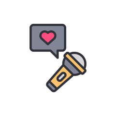 Poster - Microphone With Heart Speech Bubble For Podcast Or Performance Love