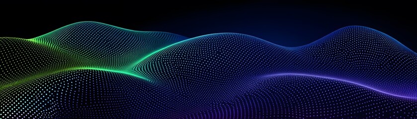 Poster - Abstract digital wave pattern with colorful dots.