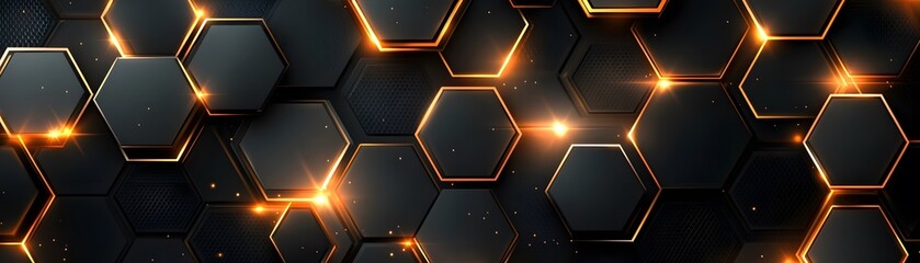 Poster - Abstract geometric pattern with glowing hexagons