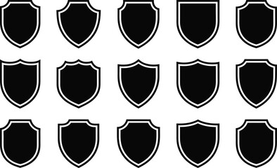 Poster - Collection of simple shield icons in black and white perfect for design elements and logos