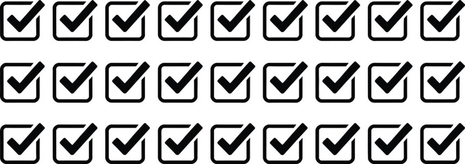 Poster - Collection of checked boxes representing approval confirmation validation and positive results