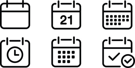 Poster - Vector collection of six different calendar icons representing important dates time and appointments