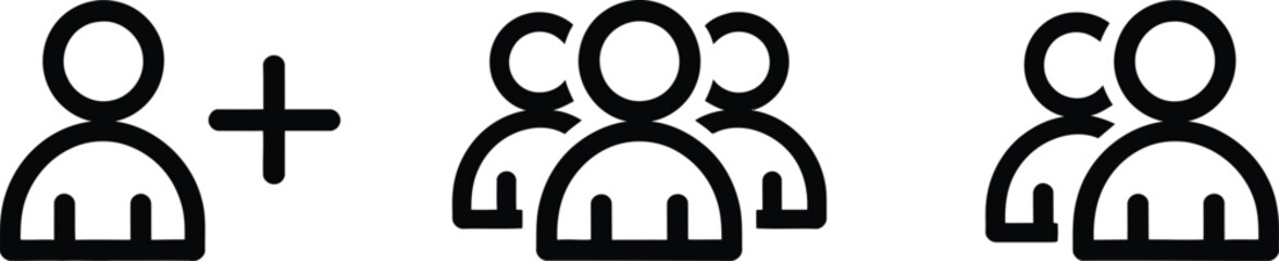 Poster - Simple black and white addition concept of group or team illustration for business and collaboration
