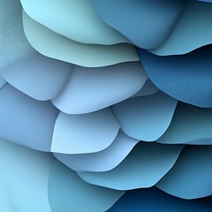 Poster - Abstract layered shapes in cool blue tones.  A captivating visual display of overlapping, fluid forms