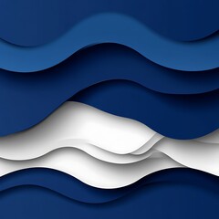Poster - Abstract layered wave design in deep blue and white