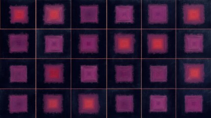 Poster - Abstract design of squares in shades of red-purple.