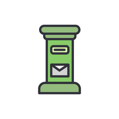 Poster - Isolated Green Mailbox Icon With Envelope For Postal Correspondence