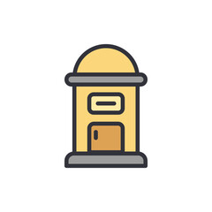 Poster - Stylized Isolated Yellow Mailbox Depicting Postal Service With Clipping Path