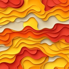 Poster - Abstract layered waves in red, orange, and yellow