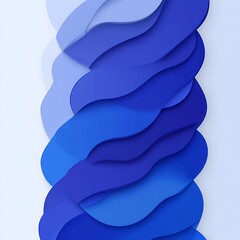 Poster - Abstract layered wavy shapes in varying shades of blue