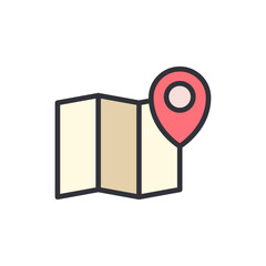 Poster - Stylized Map With Location Pin Pointing To A Specific Destination