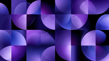 Poster - Geometric design of overlapping circles and squares in shades of purple.